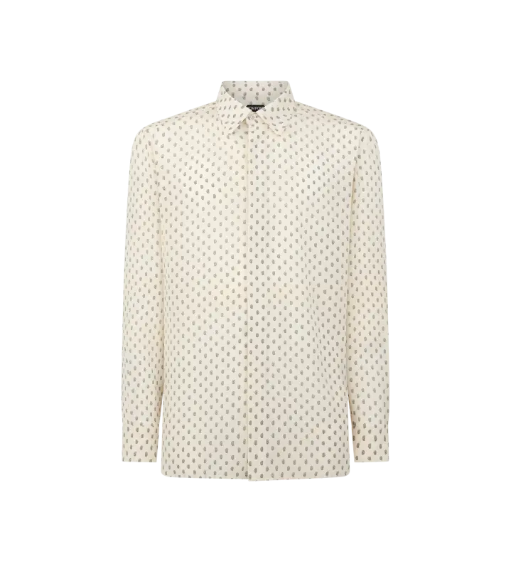 CREPE DE CHINE PAISLEY PRINT FLUID FIT SHIRT WHITE & BLUE online